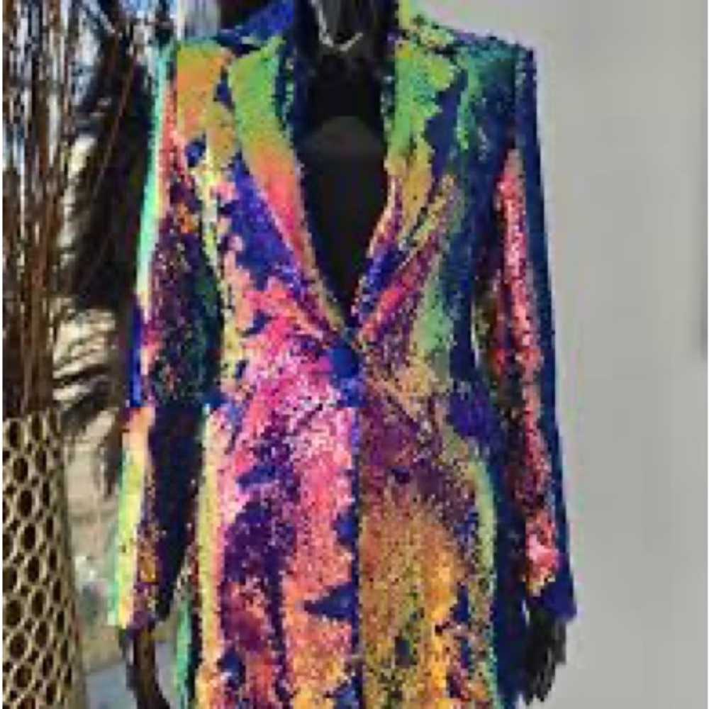 Source Unknown Multicolor Sequin Blazer - image 1